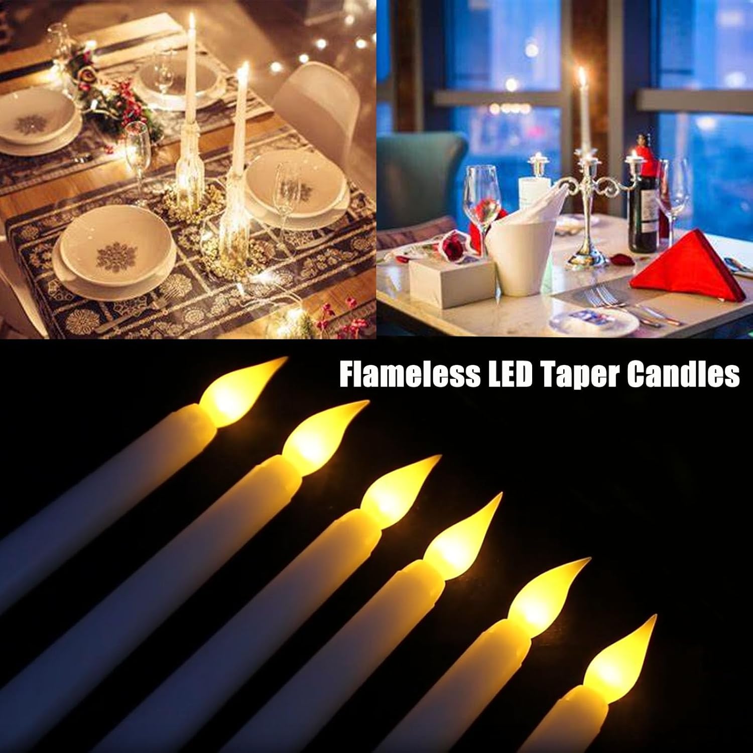 48 velas LED sin llama, funcionan con pilas, velas LED parpadeantes de 11 pulgadas con luz cálida para el día de San Valentín, boda, fiesta,