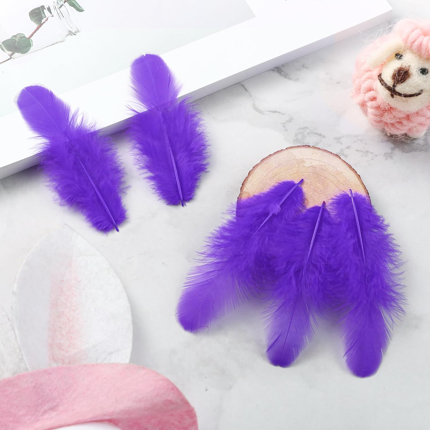 Soarer Plumas moradas para manualidades, 300 plumas de 3 a 5 pulgadas a granel para bodas, fiestas en casa, suministros de atrapasueños y