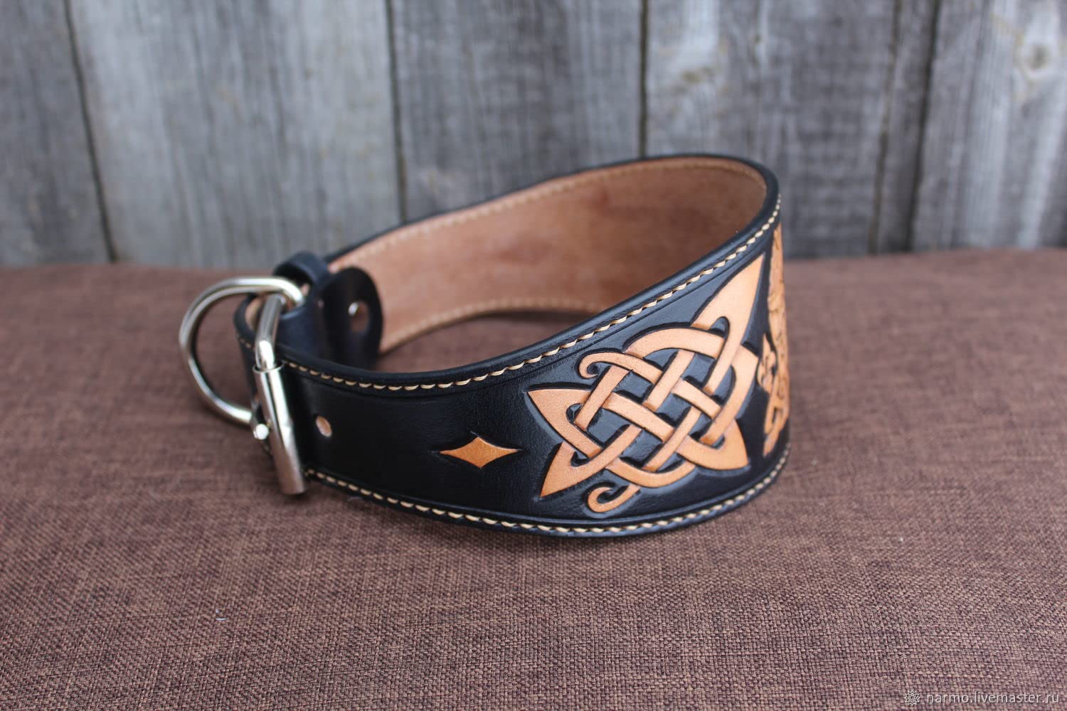 Viking, Celtic Knot, Norse, Nordic, Scandinavian, Adjustable Leather Collar, Padded Leather Dog Collar, Handmade 3D Genuine Leather Dog Collar,