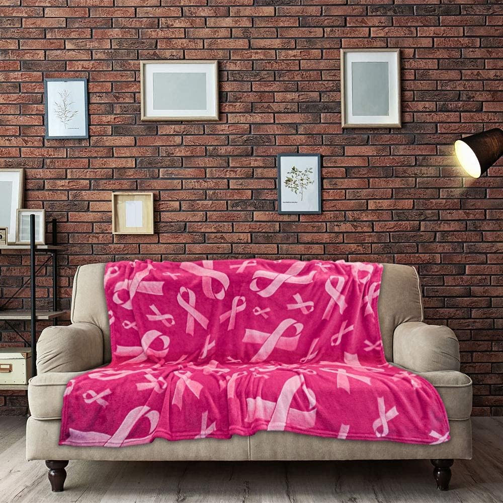 Pink Ribbon – Manta de concientización sobre el cáncer de mama, manta suave de 50 x 60 pulgadas, perfecta para la temporada de acurrucarse