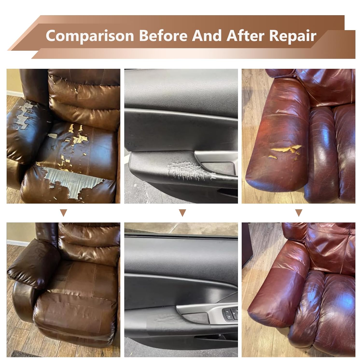 Cinta de reparación de cuero autoadhesiva, parche de reparación de cuero de 4 x 63 pulgadas para muebles, kit de reparación de cuero para asientos