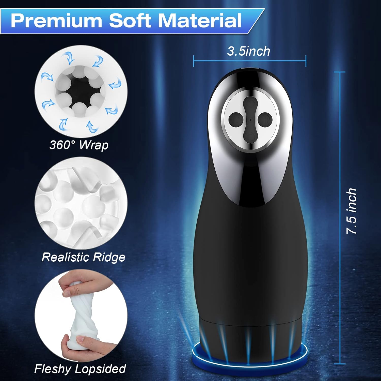 Eupher Taza masturbadora automática masculina, taza de masturbación de succión al vacío con 10 vibraciones y 3 succión para masajeador de pene,