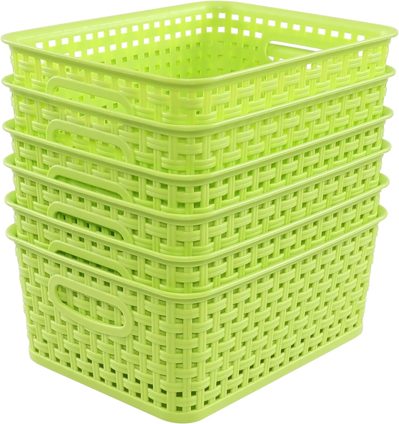 Cesta tejida de plástico para almacenamiento, 6 paquetes