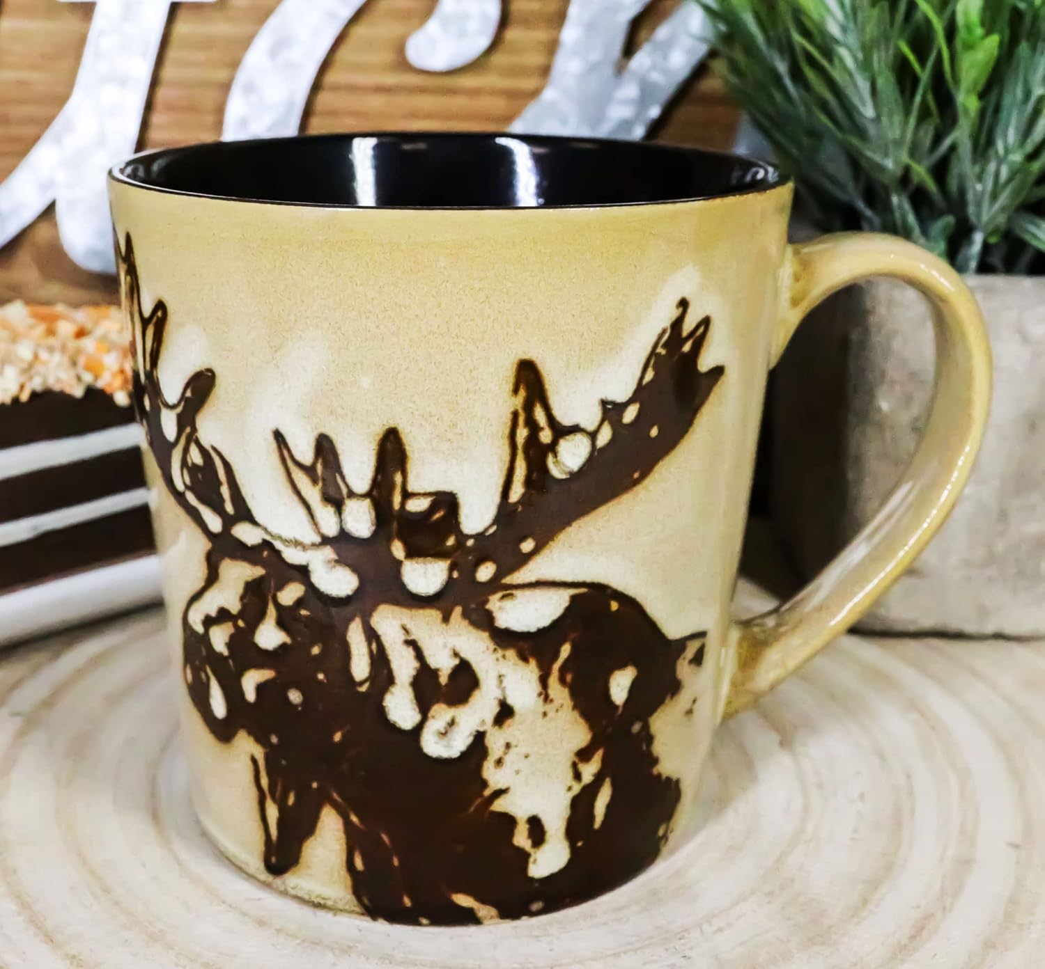 Ebros Gift Rustic Emperor – Vajilla o vajilla de cerámica de cerámica para cocina y comedor (paquete de 2 tazas de café para bebidas de 16 onzas)
