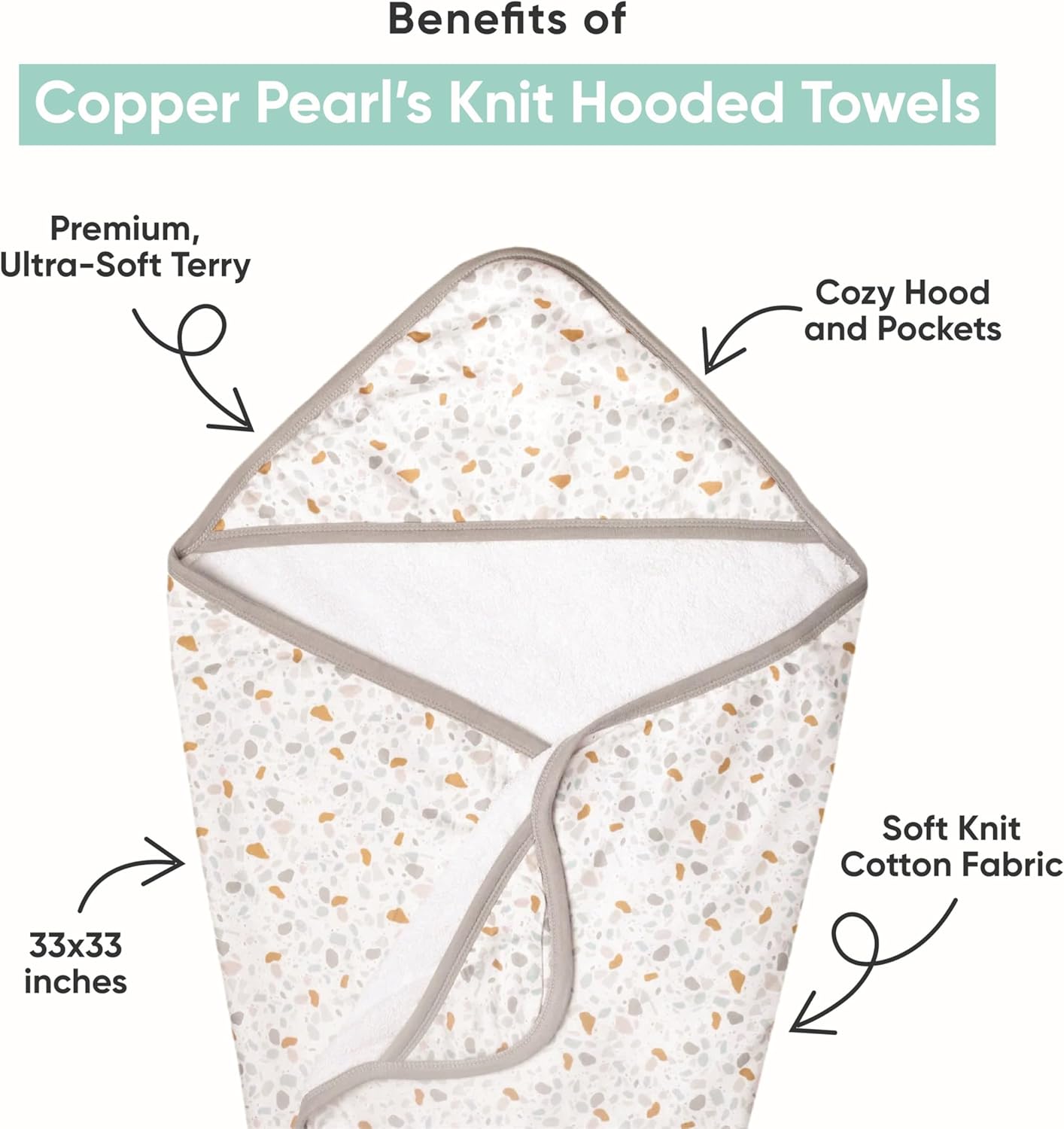 Copper Pearl Toalla de baño con capucha de punto prémium Eclipse
