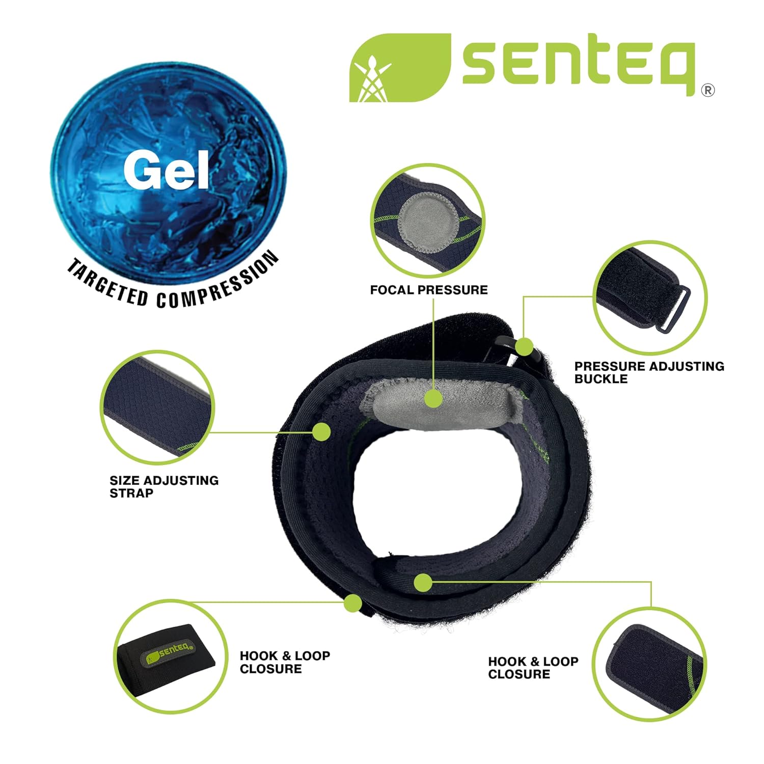 SENTEQ Codera de tenista, codera para tendinitis y codo de tenis con envolturas de neopreno, cómodas correas para codo de golfistas, coderas de