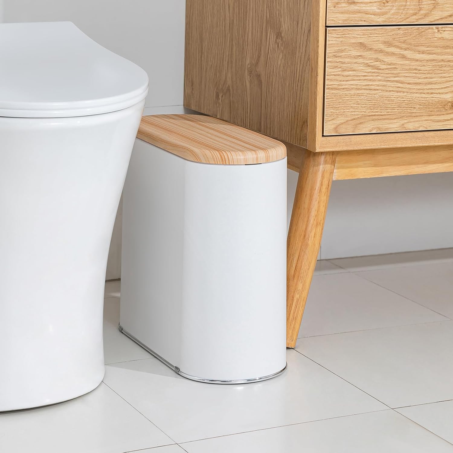 Basurero de baño con tapa, bote de basura pequeño de 10 litros2.6 galones, a prueba de perros, moderna cesta de basura de oficina con parte superior