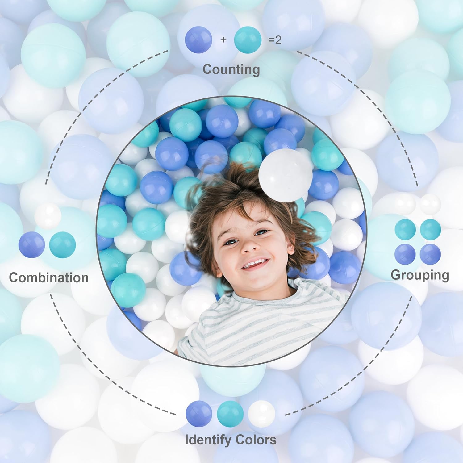 EOSAU 100 pelotas para niños pequeños de 2.16 pulgadas, bolas de océano de colores mixtos, juguetes de bebé para piscina, casa de juegos, decoración