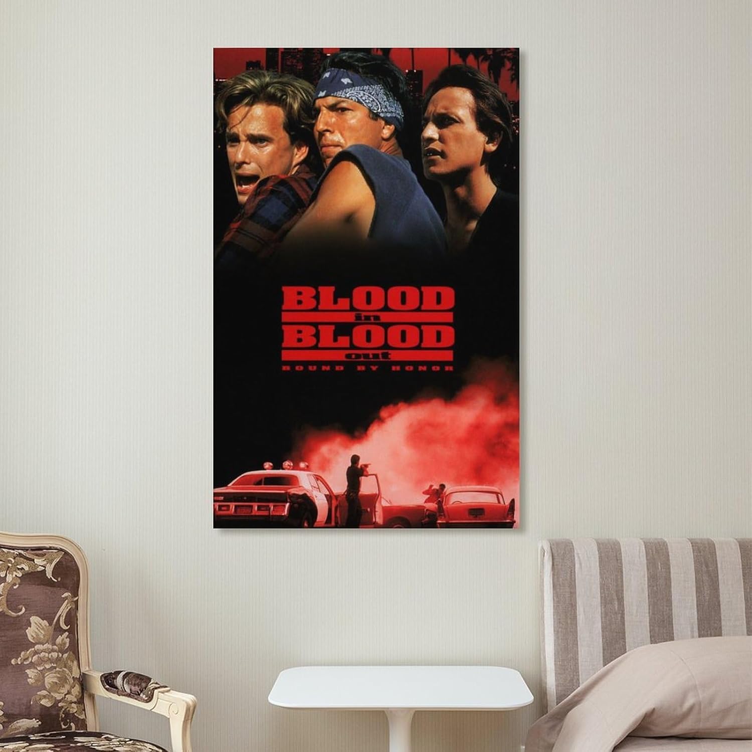 Póster de película con texto en inglés “Blood in Blood Out” para dormitorio, decoración de pared, pinturas artísticas en lienzo, decoración de