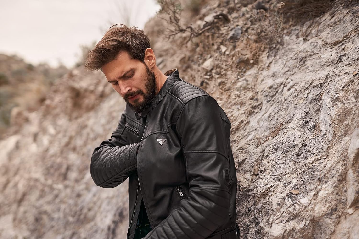 SHIMA WINCHESTER 2.0 – Chaqueta de motociclista clásica de cuero con espalda CE, hombros y codos