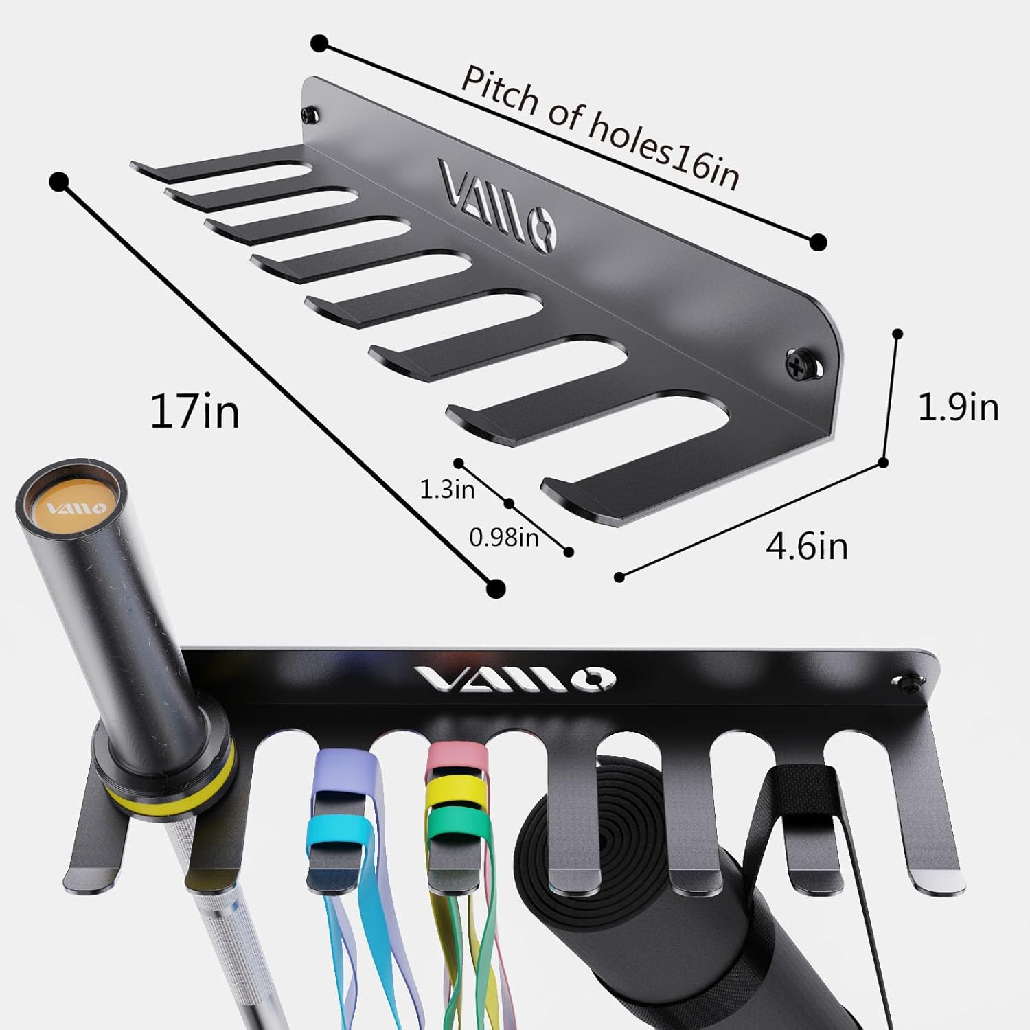 Soporte de barra olímpico individual, estante de pared para barra de gimnasio de garaje, estante de montaje de barra vertical, recubrimiento de