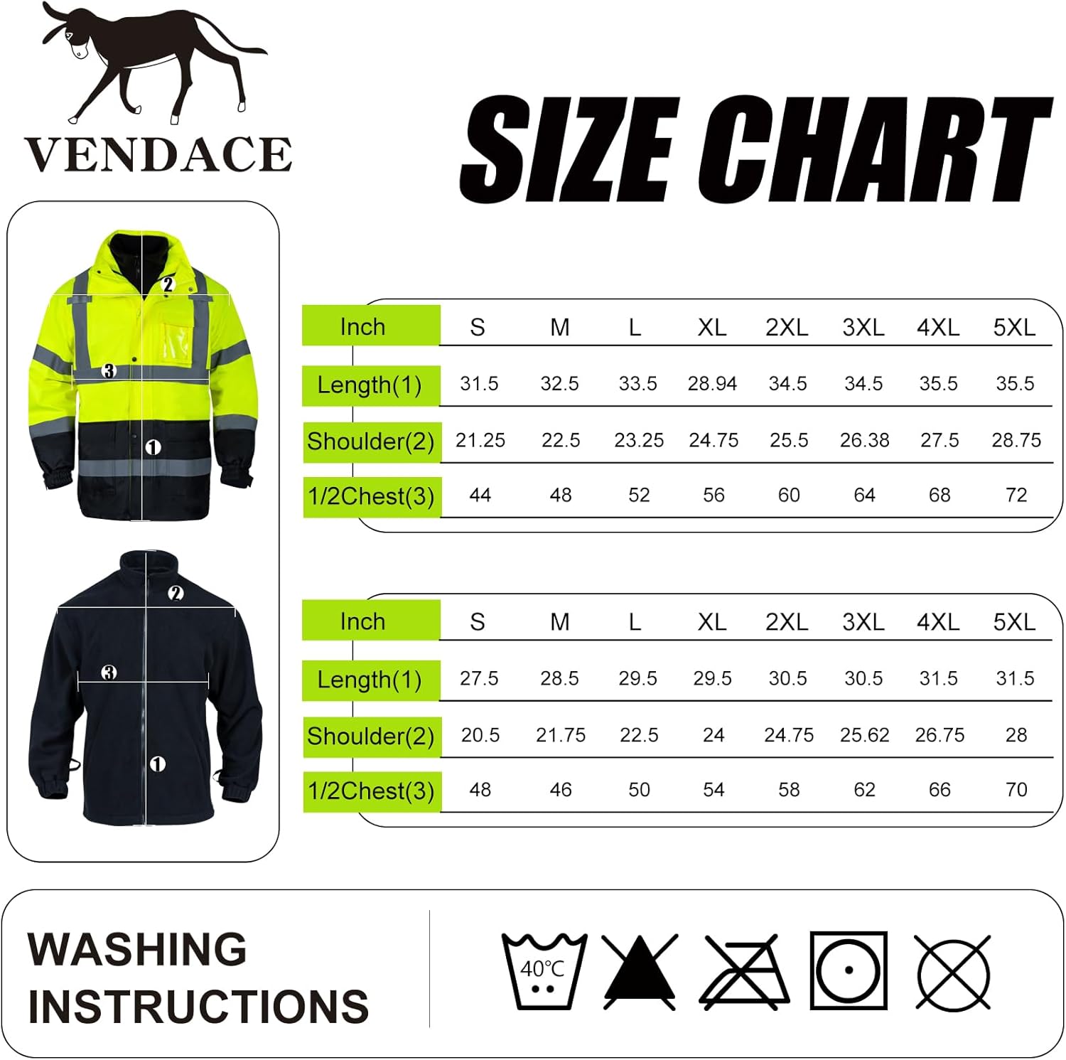 Chaquetas de seguridad reflectantes de alta visibilidad para hombres 2 en 1 ANSI Clase 3 Hi Vis Chaqueta de invierno impermeable