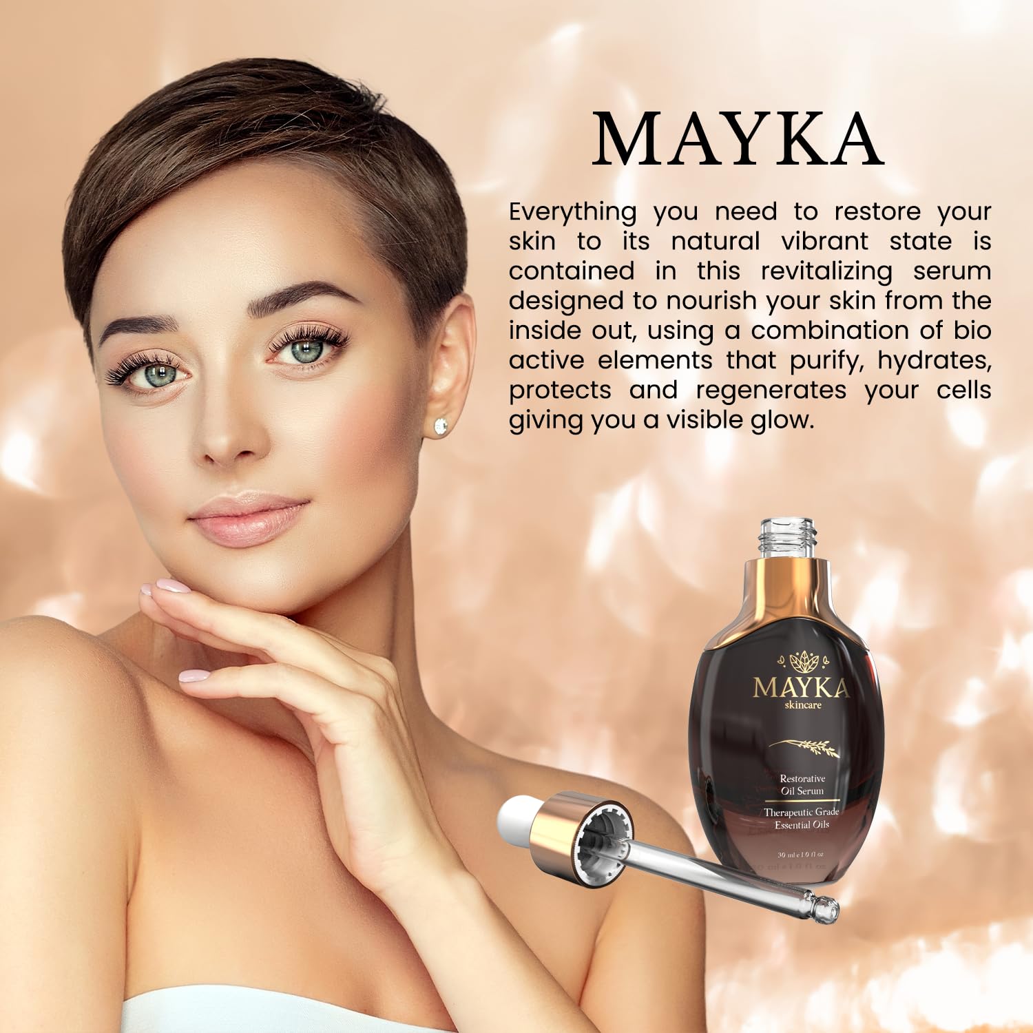 Mayka Skincare Suero restaurador de vitamina E hidratante antienvejecimiento  Suero regenerativo para la piel hidratada perfecta  Fabricado con