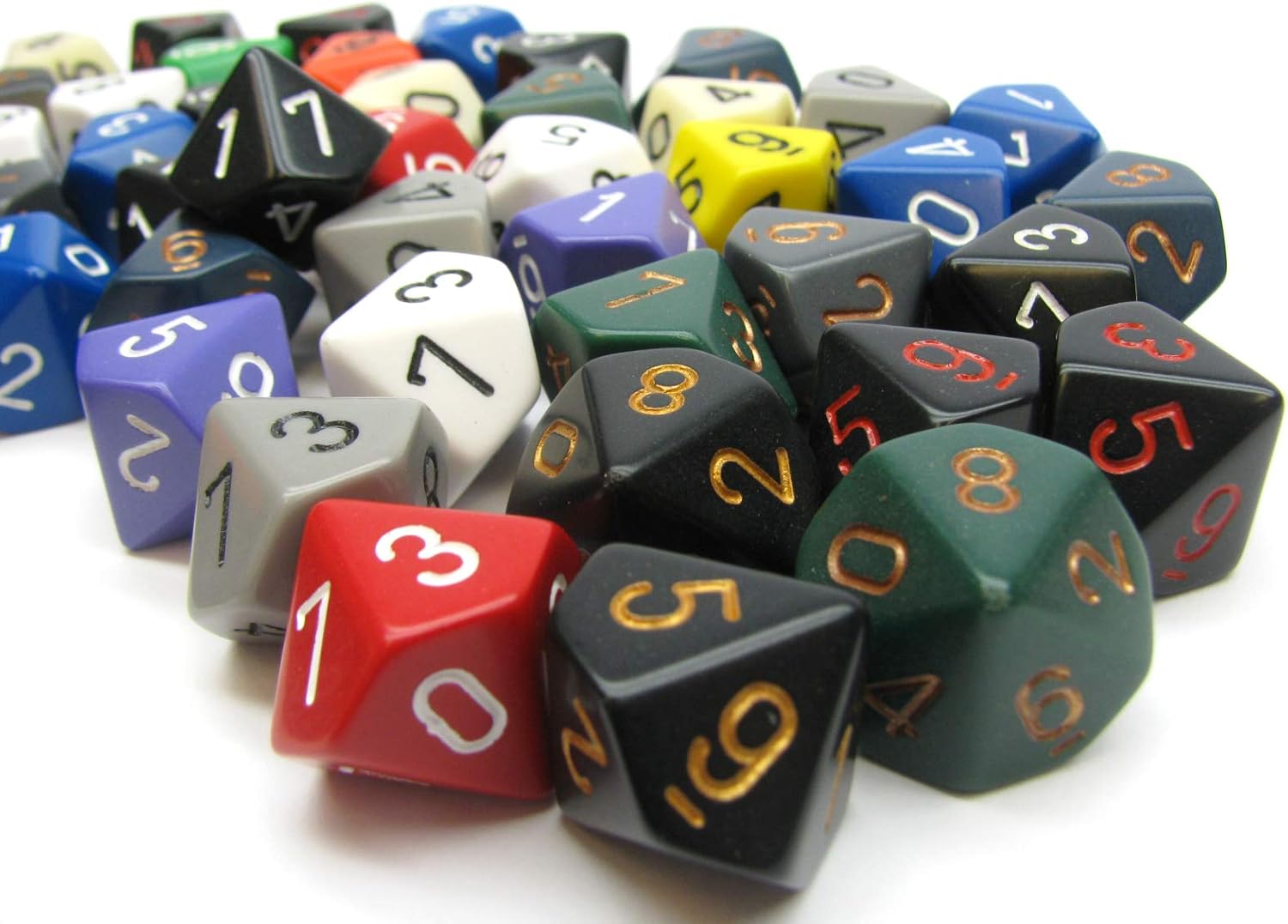 DND – Juego de dados Chessex D&D de 0.630 in, juego de dados poliédricos de plástico opaco surtidos, dados de mazmorras y dragones, incluye 50 dados
