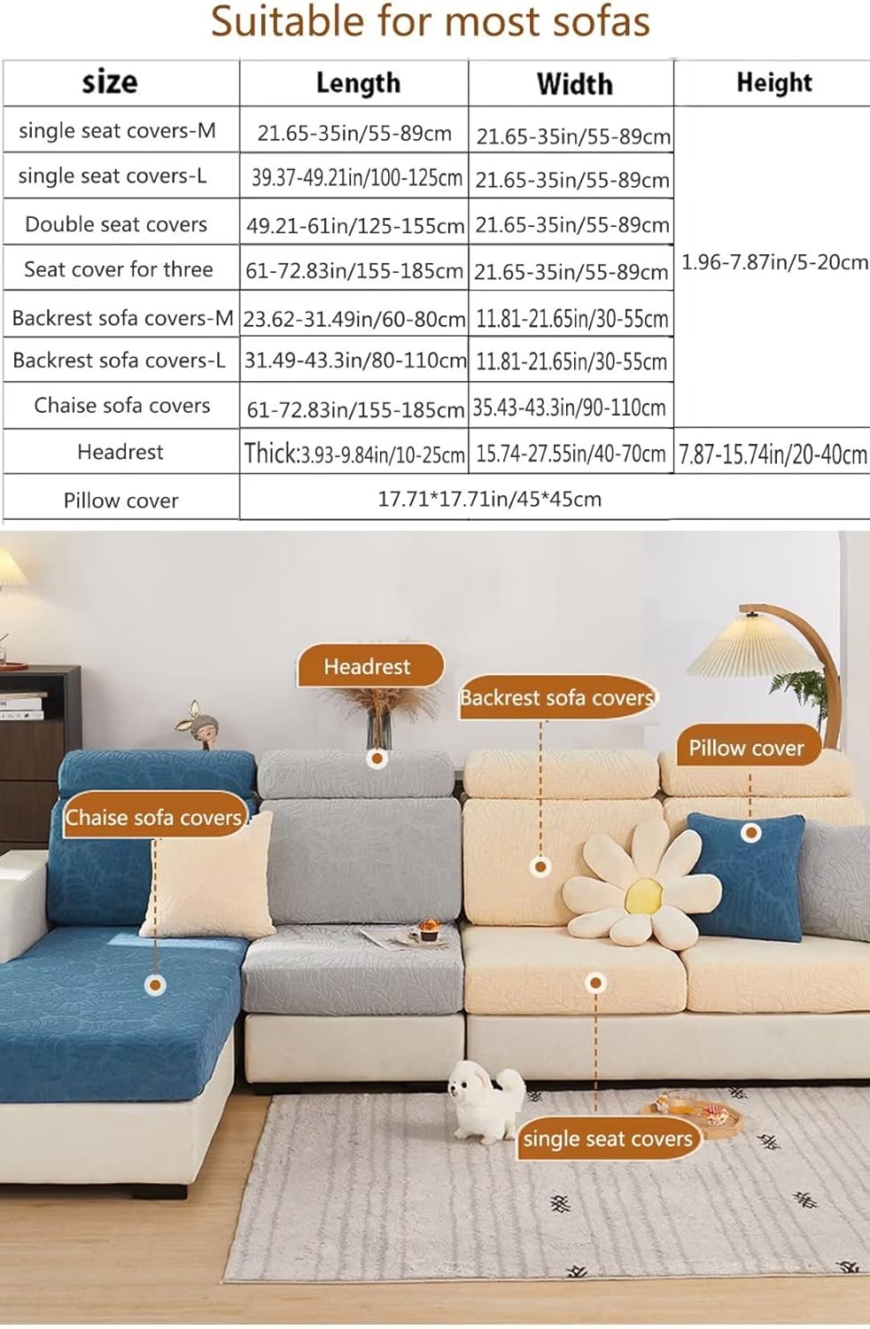 Funda de sofá mágica elástica para sofá seccional en forma de L resistente universal antideslizante cojín sofá chaise lounge, funda protectora de