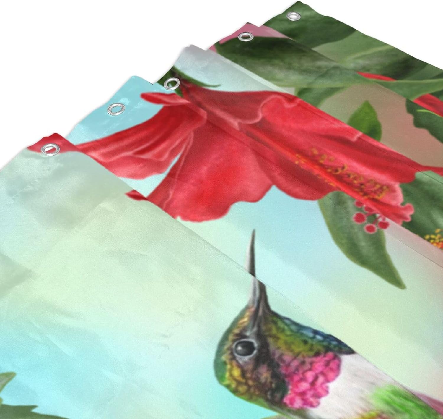 Hummingbird – Cortina de ducha de plástico de 72 x 72 pulgadas, cortinas de ducha extra largas para baño, juego de cortinas de baño con ganchos,