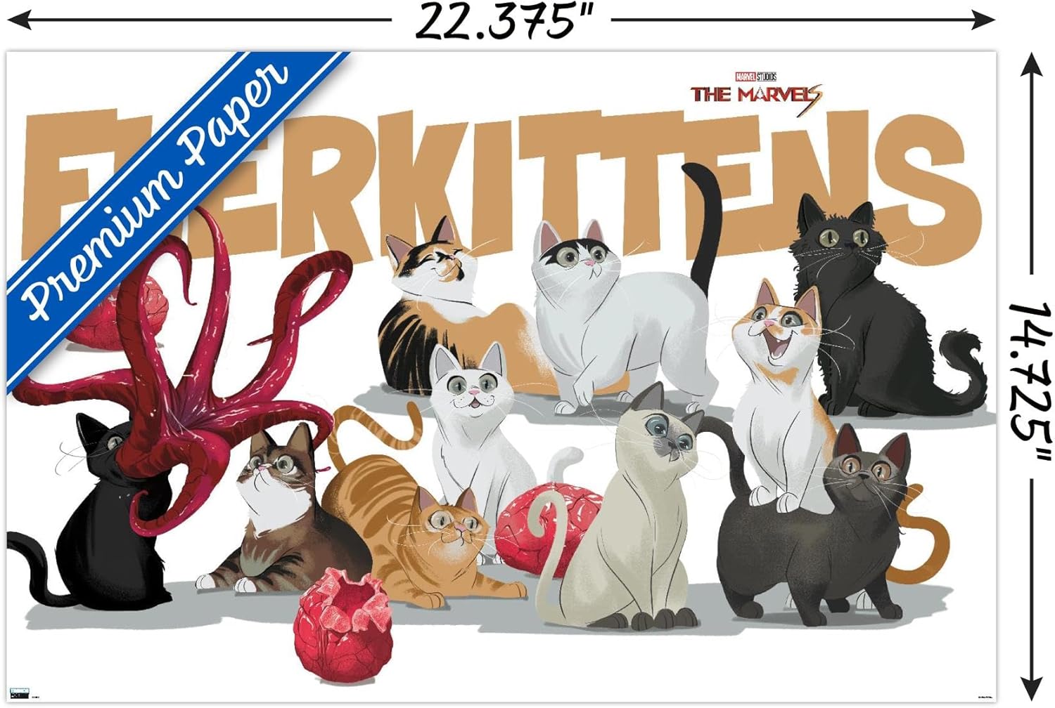 Trends International Marvel The Marvels – Póster de pared de Flerkittens, 14.72 x 22.37 pulgadas, paquete de póster y montaje prémium