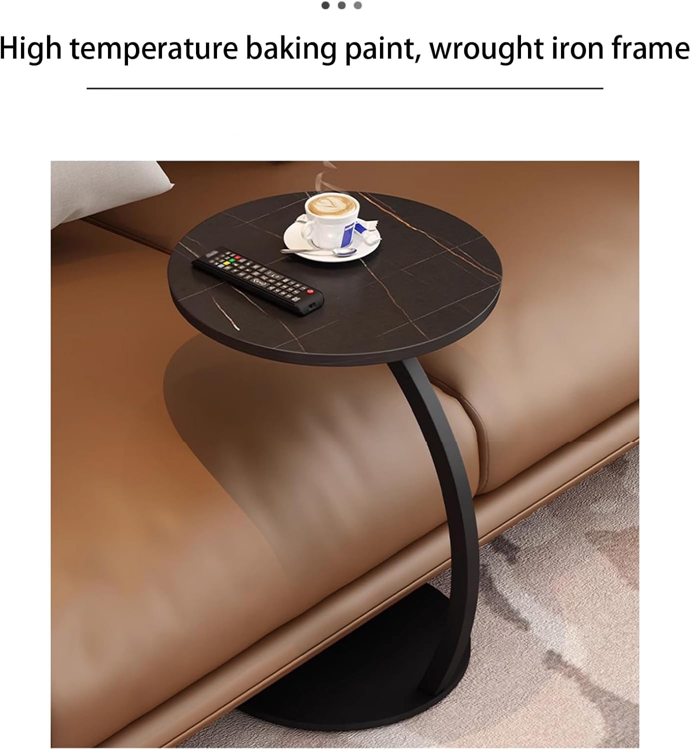 HASMI Mesa auxiliar funky, mesa auxiliar para sofá, mesa auxiliar en forma de C para sofá, sofá y cama, mesa de escritorio grande en C para sala de