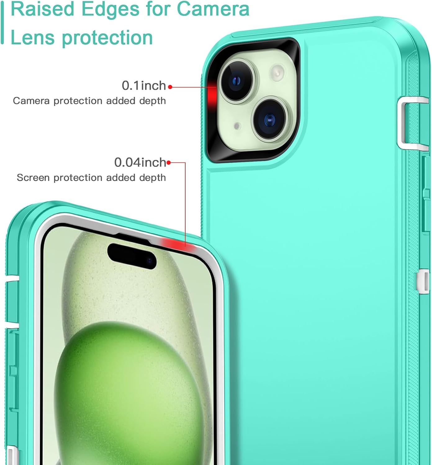 I-HONVA Funda para iPhone 15 Plus a prueba de golpes, a prueba de polvo y caídas, 3 capas de protección de cuerpo completo sin protector de