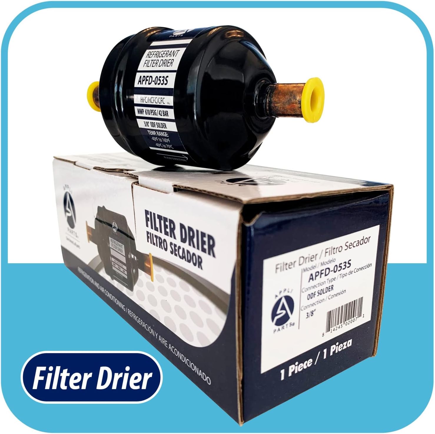 Appli Parts APFD-053S 38 in Línea Líquida Refrigerante AC Filtro Secador HVAC Refrigeración 053S ODF Sudor Soldadura conexión universal