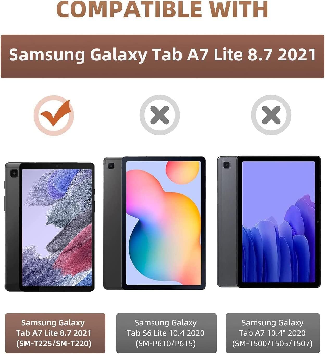MoKo Funda compatible con Samsung Galaxy Tab A7 Lite de 8.7 pulgadas 2021 (SM-T225T220T227), funda inteligente delgada y ligera con triple soporte
