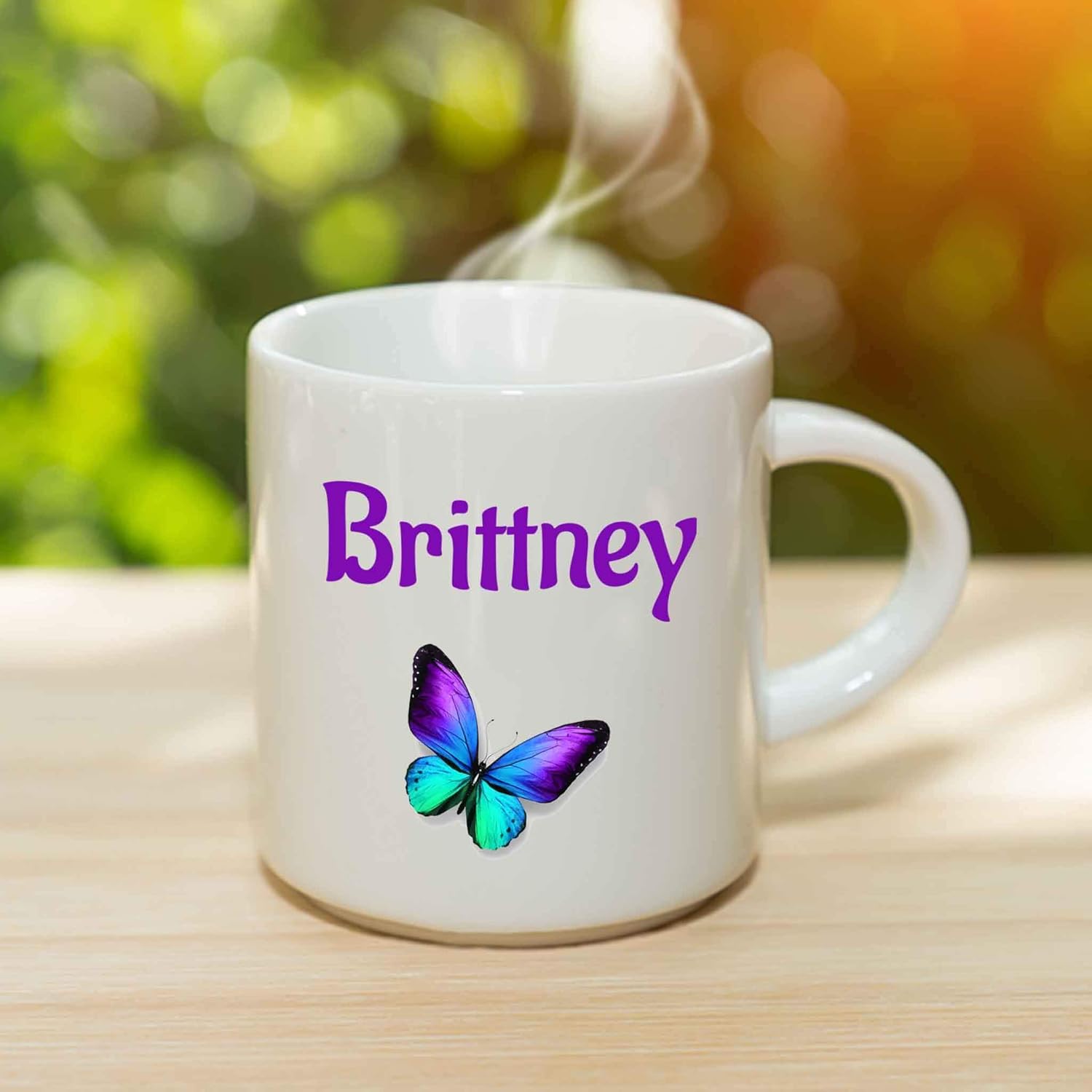 Brittney Taza de café  Taza de cerámica personalizada de mariposa con nombre, taza personalizada, regalo personalizado de cumpleañosNavidad, regalo
