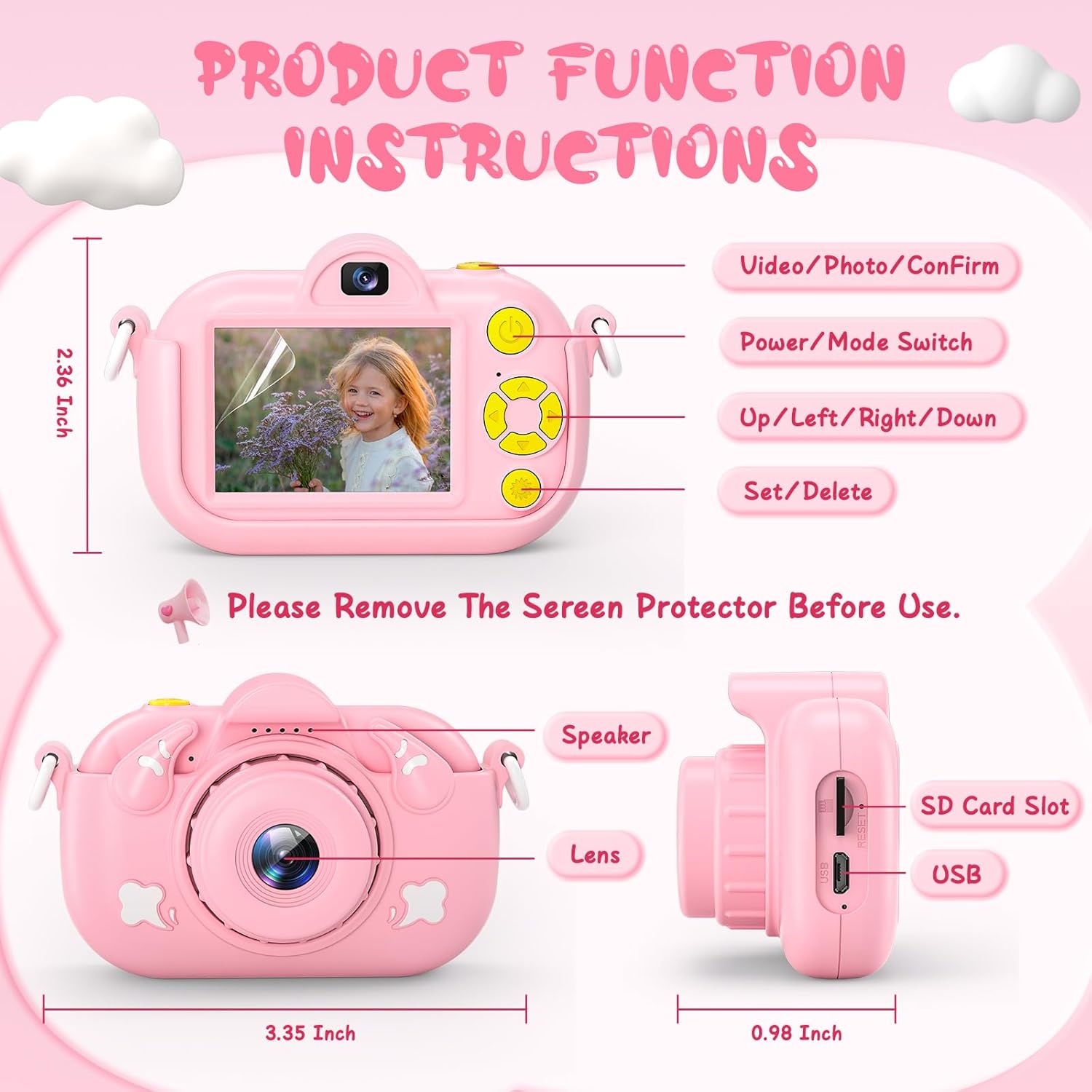 Cámara para niños, cámara de video digital HD 1080P para niños y niñas, cámara selfie de 32 MP para niños de 3 a 9 años, cámara portátil de juguete