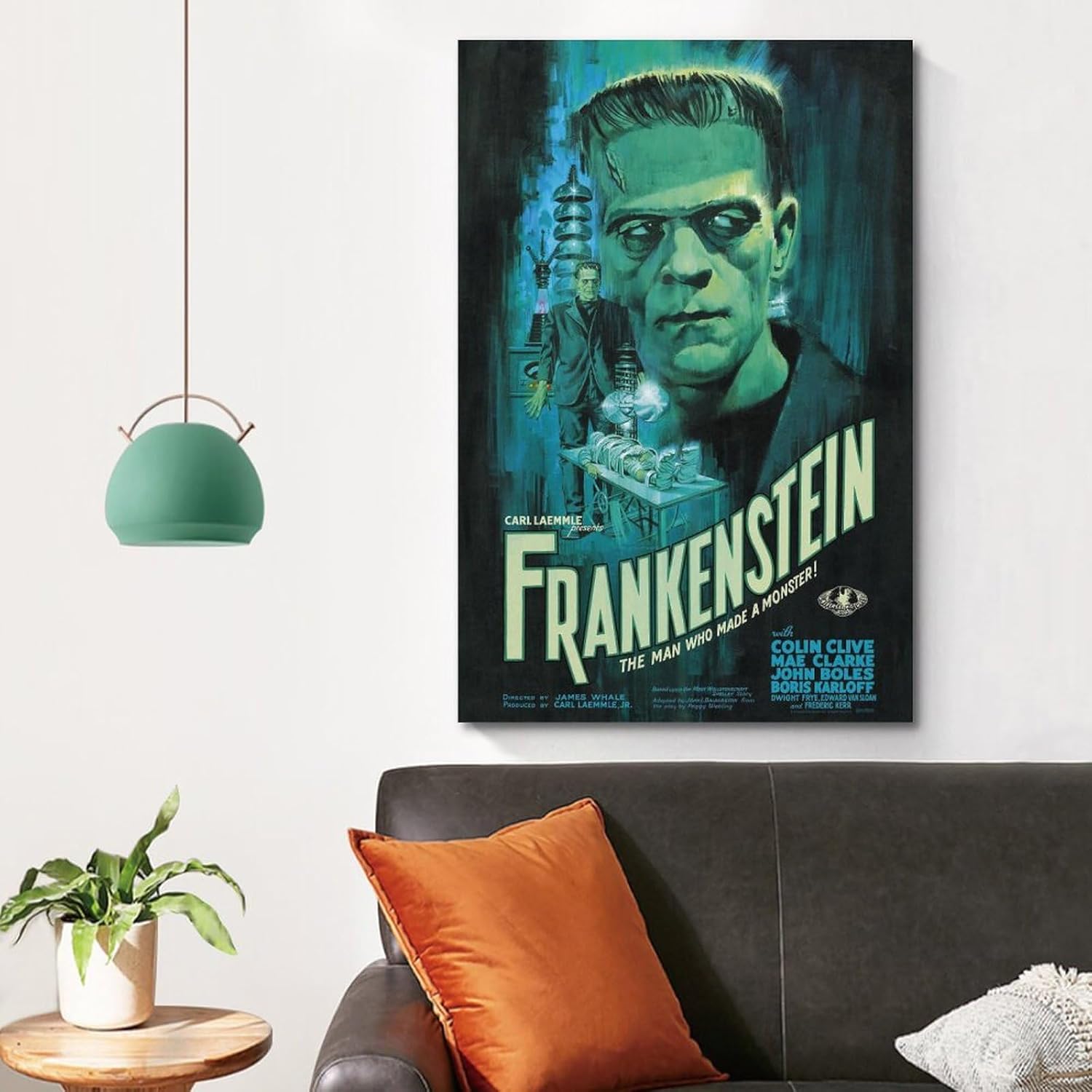 Frankenstein – Póster de lienzo de película y álbum de música, pintura de pared, estética, decoración de habitación, 12 x 18 pulgadas (11.8 x 17.7