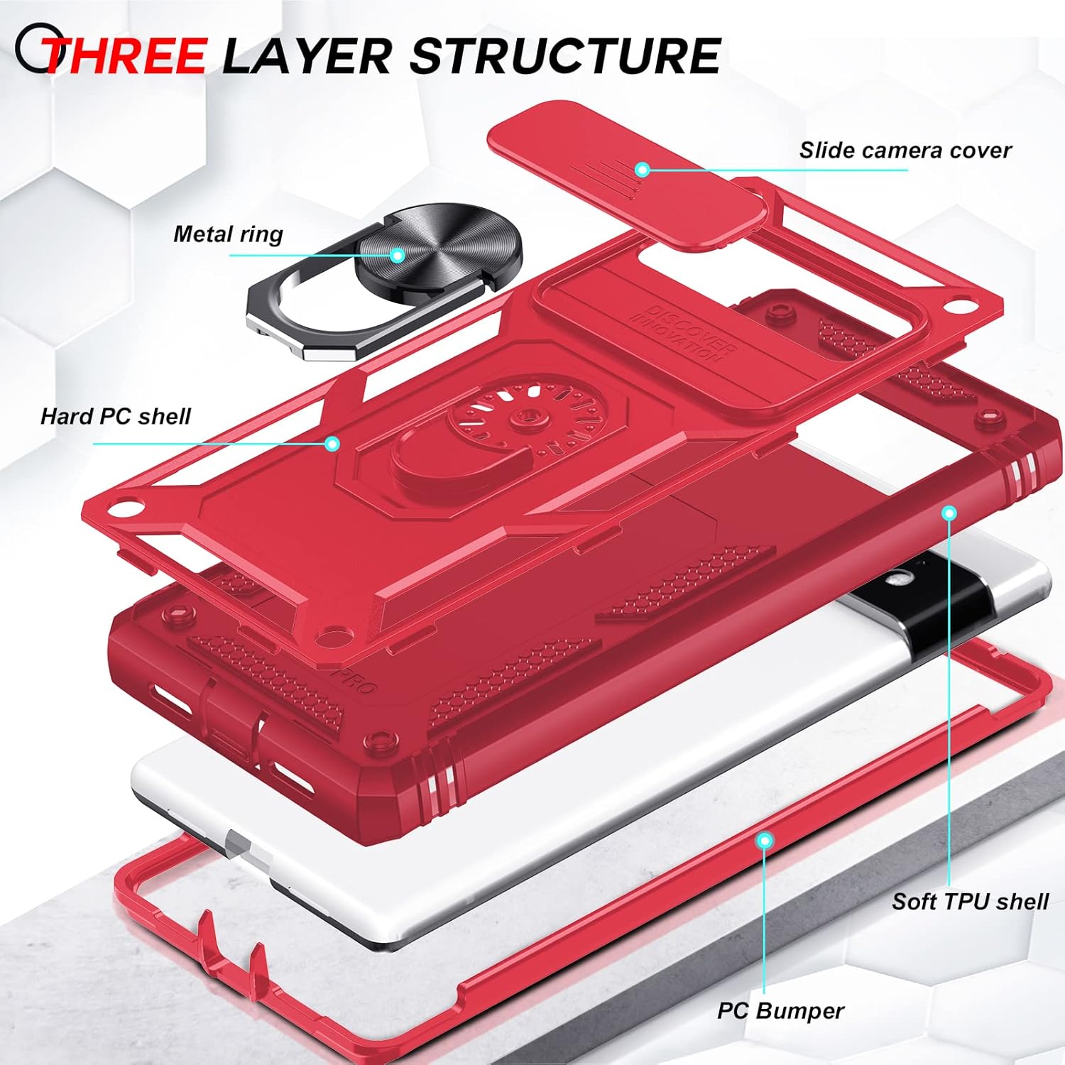 LeYi Funda para Google Pixel 6 Pro Funda para Pixel 6 Pro con cubierta de cámara deslizante, funda de teléfono de grado militar de cuerpo completo
