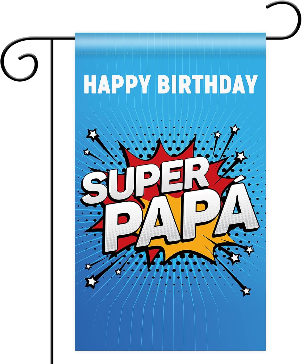 Super PAPA – Bandera vertical de poliéster de doble cara, letrero de feliz cumpleaños para papá, decoración al aire libre, 12 x 18 pulgadas