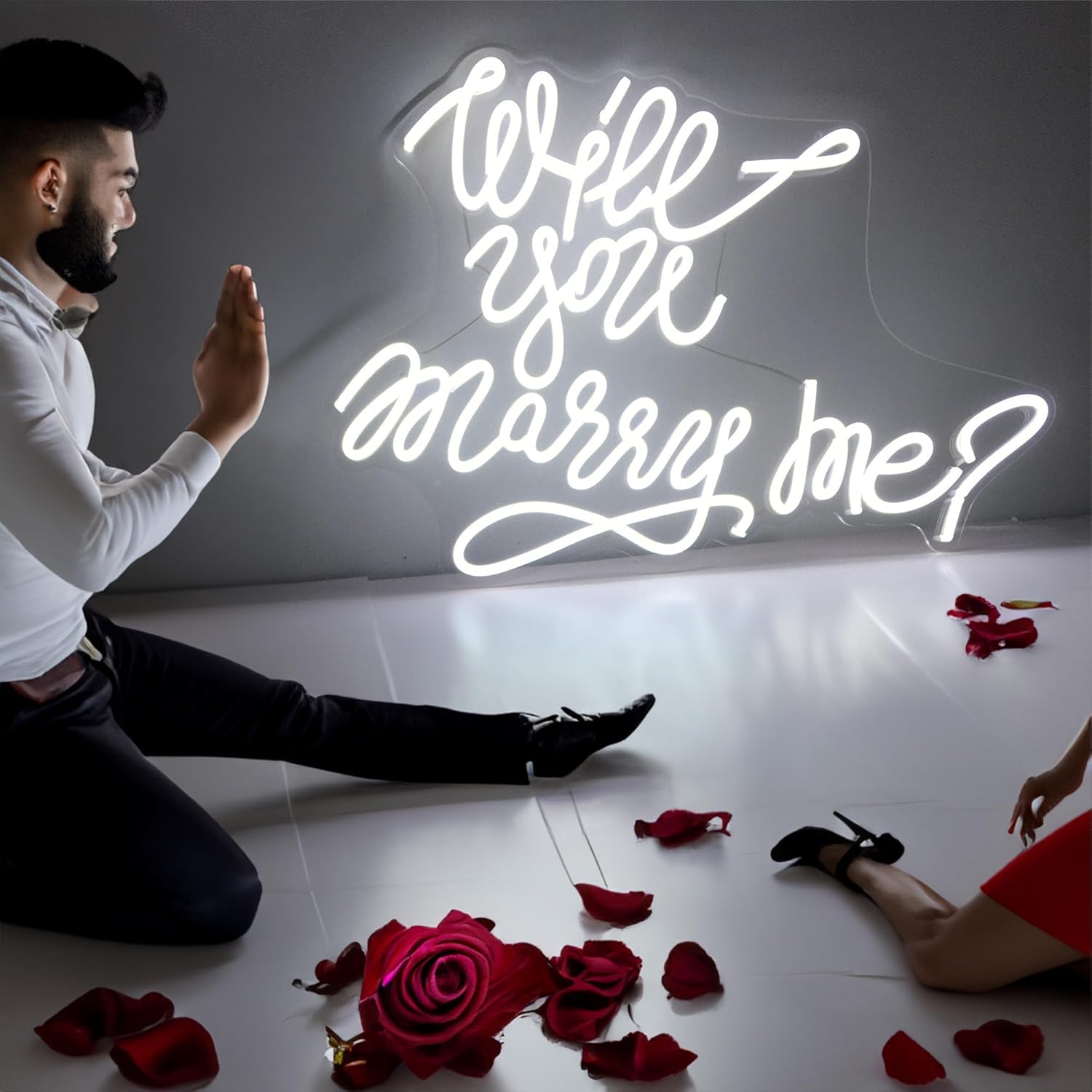 Letrero de neón con interruptor de atenuación, letrero de neón de 12 V para decoración de pared, luz de neón (Will You Marry Me (21.7 pulgadas +