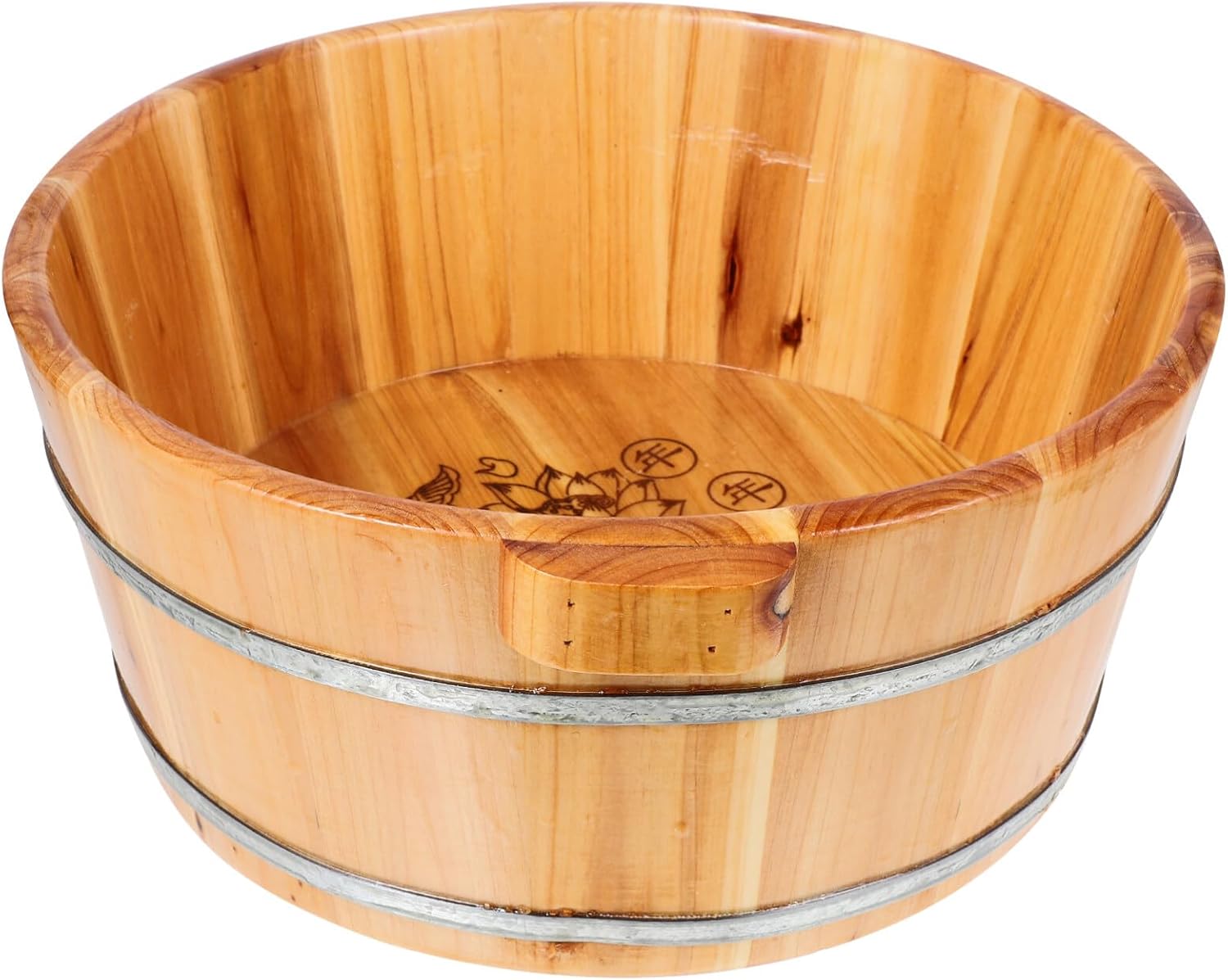 Yardwe Cuenca de pie de madera, bañera de madera para pies de madera, cubo de madera para baño de pies, remojo, masaje, spa, sauna