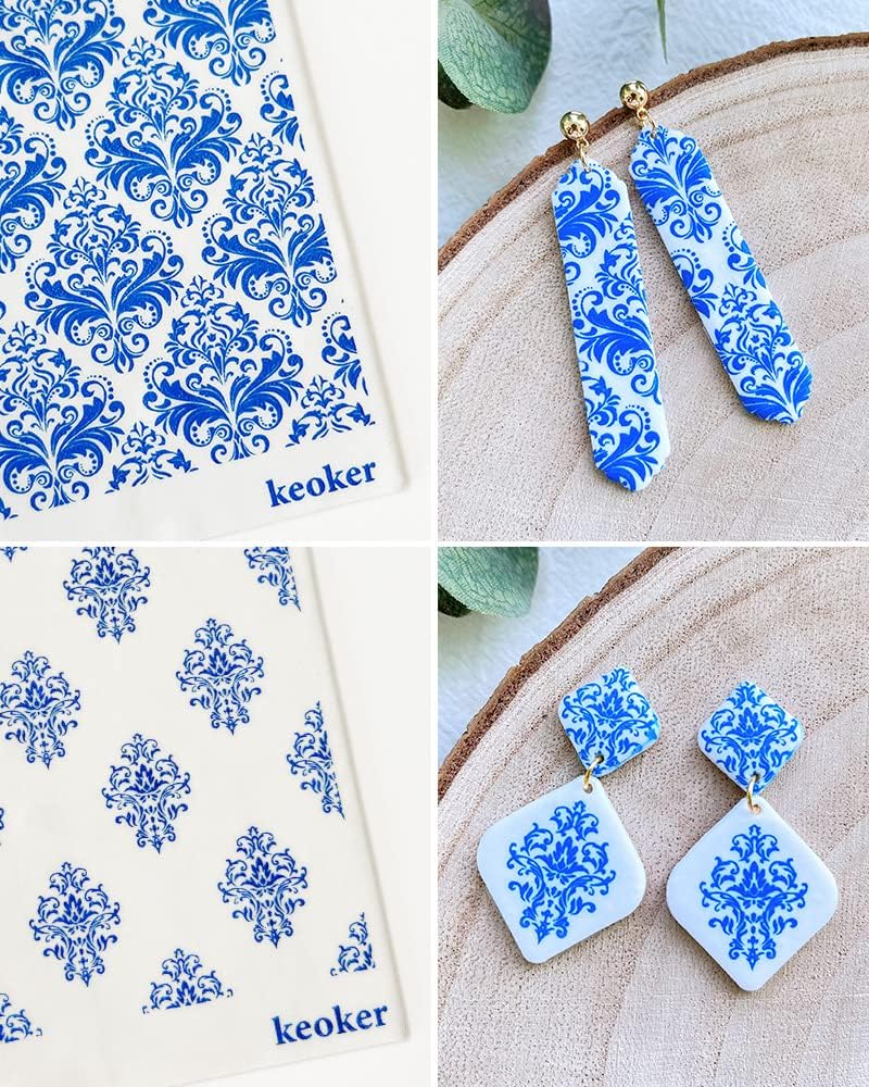 Keoker Plantillas de pantalla de seda boho para arcilla polimérica, 6 piezas de pantalla de seda azteca y bohemia para arcilla polimérica, para