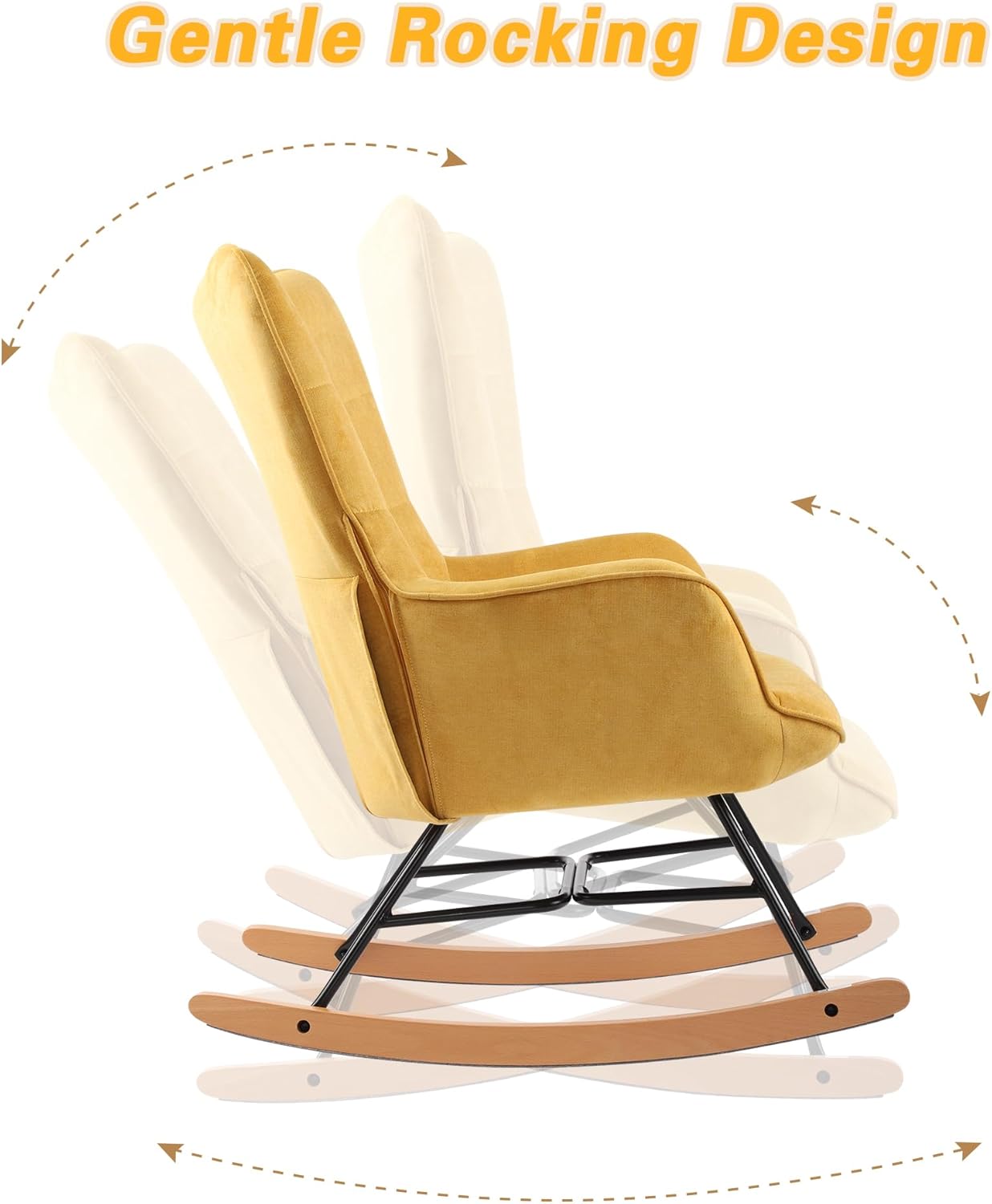 LSSPAID Juego de 1 mecedora para guardería, mecedora tapizada con respaldo alto, cómoda silla deslizante para sala de estar, dormitorio, cuarto de