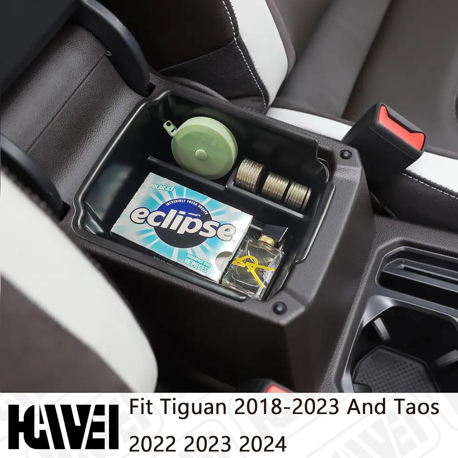 HGWEI Organizador de consola central compatible con VW Tiguan 2018 2019 2020 2021 2022 2023 2024 y Volkswagen Taos 2022 2023, bandeja de inserción