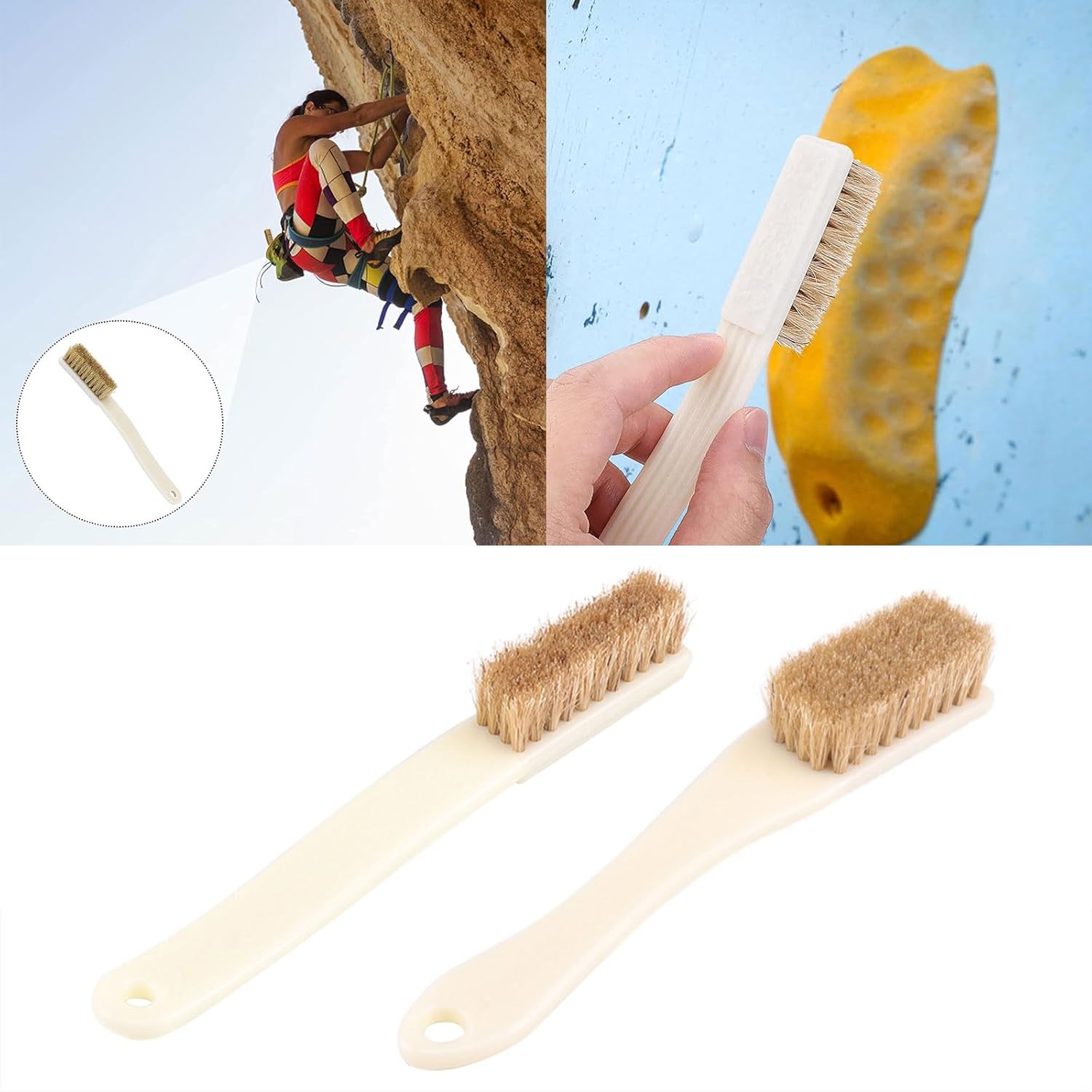 Cepillo de tiza para escalada en roca, cepillo de tiza firme con cerdas de pelo grueso, accesorio de herramienta limpiador de bouldering, cepillo de