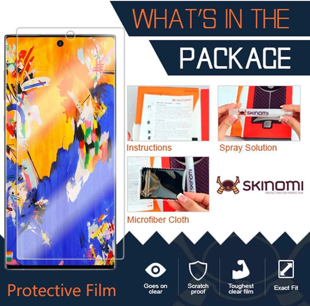 Skinomi Protector de pantalla compatible con Samsung Galaxy Note 10+ Plus (nota 10+ 5G, pantalla de 6.8 pulgadas) (2 unidades) (compatible con