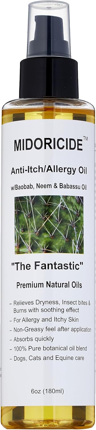 Aceite natural PET antipicazónalergia, con baobab, neem y babassu, 6 onzas, irritado, remedio para la picazón o alivio de la piel seca para perros y