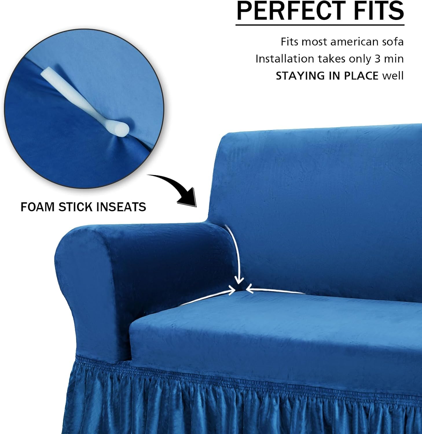 NICEEC Funda de sofá súper suave de 1 pieza azul para sofás, elástica, universal, color rojo vino, elastano, para sala de estar, fácil ajuste,