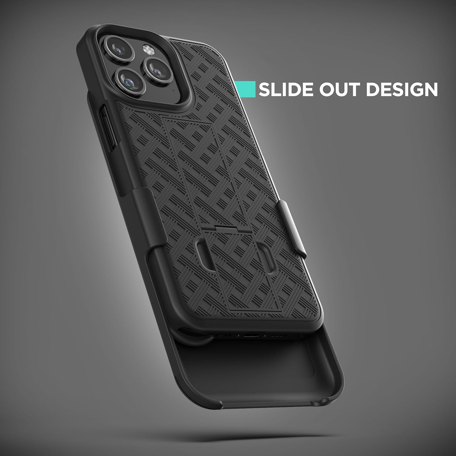 Galvanox Funda diseñada para iPhone 15 Pro Max con clip para cinturón (2023) Carcasa rígida de policarbonato ultra duradera (negro)