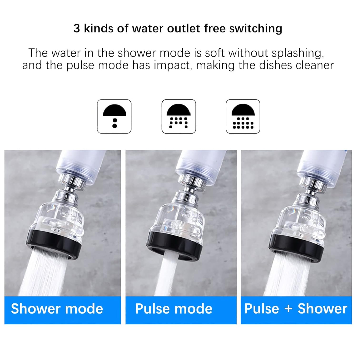Filtro de agua para grifo con filtro de salpicaduras, filtro de fregadero presurizado universal para el hogar, cocina, baño, lavado diario (plateado)