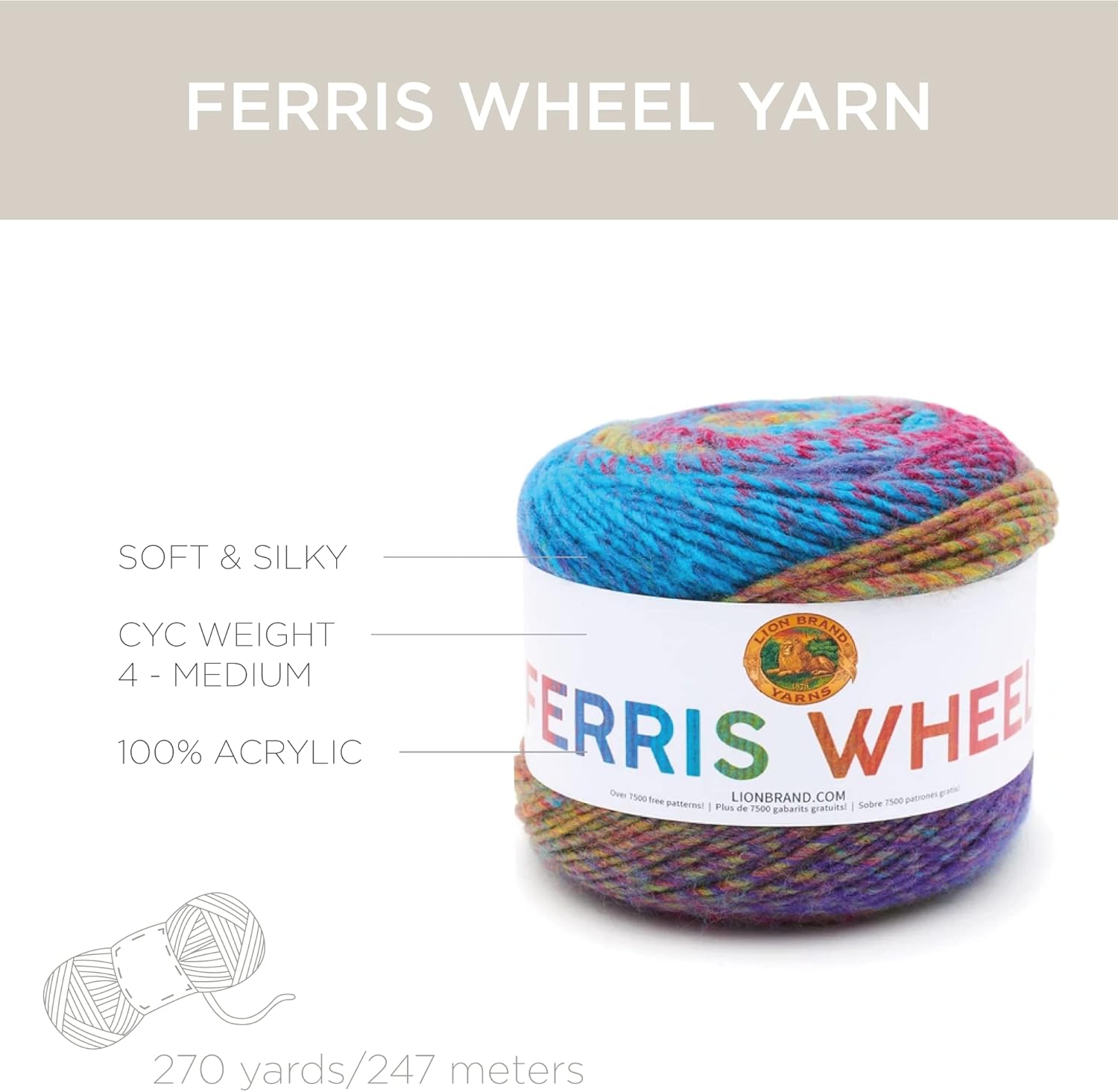 Lion Brand Yarn Artículo 217 – Hilo para rueda de ferris (3 unidades)