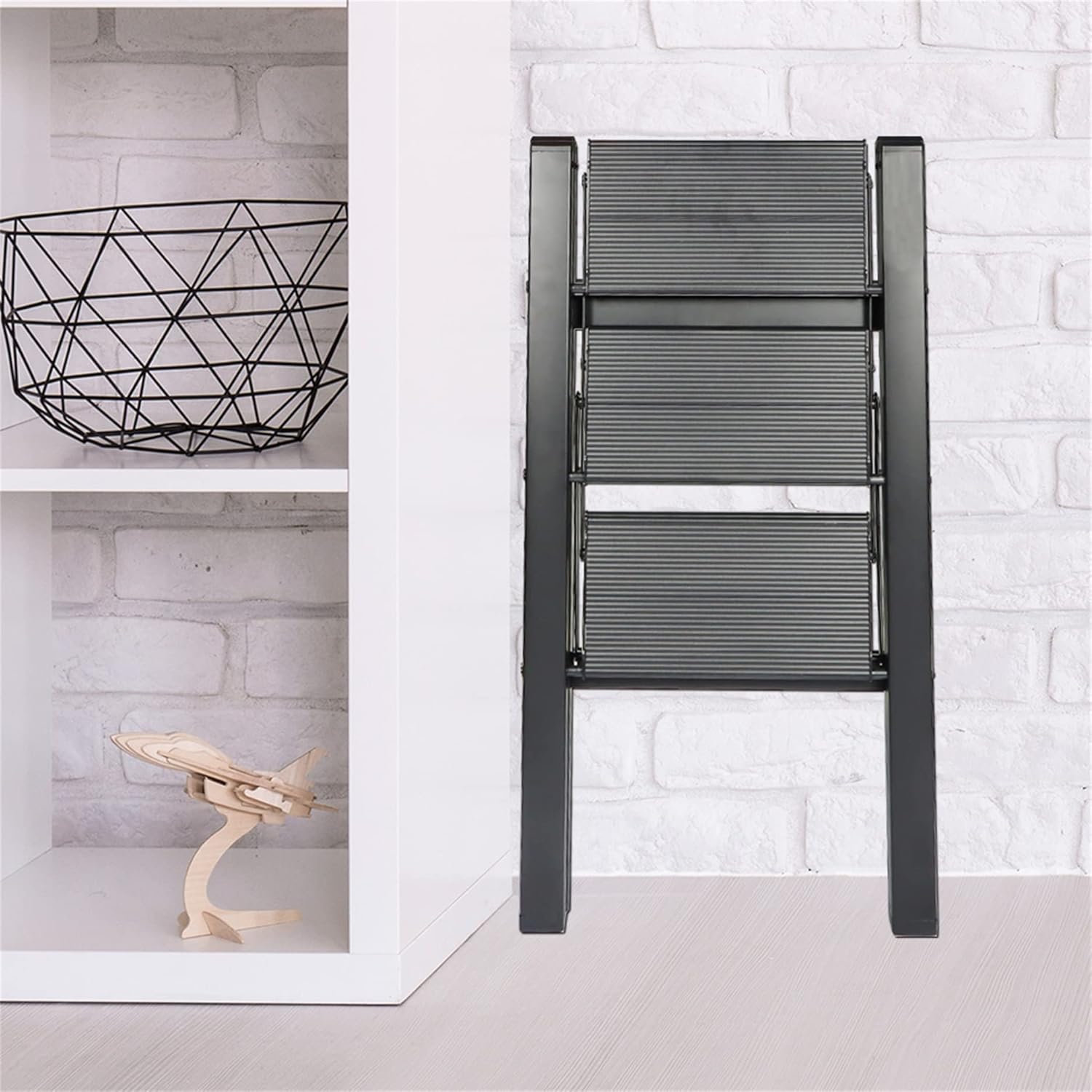 Taburete plegable de escalera de 3 escalones, escalera plegable antideslizante con pedal expandido, para uso en casa y oficina, taburete de cocina