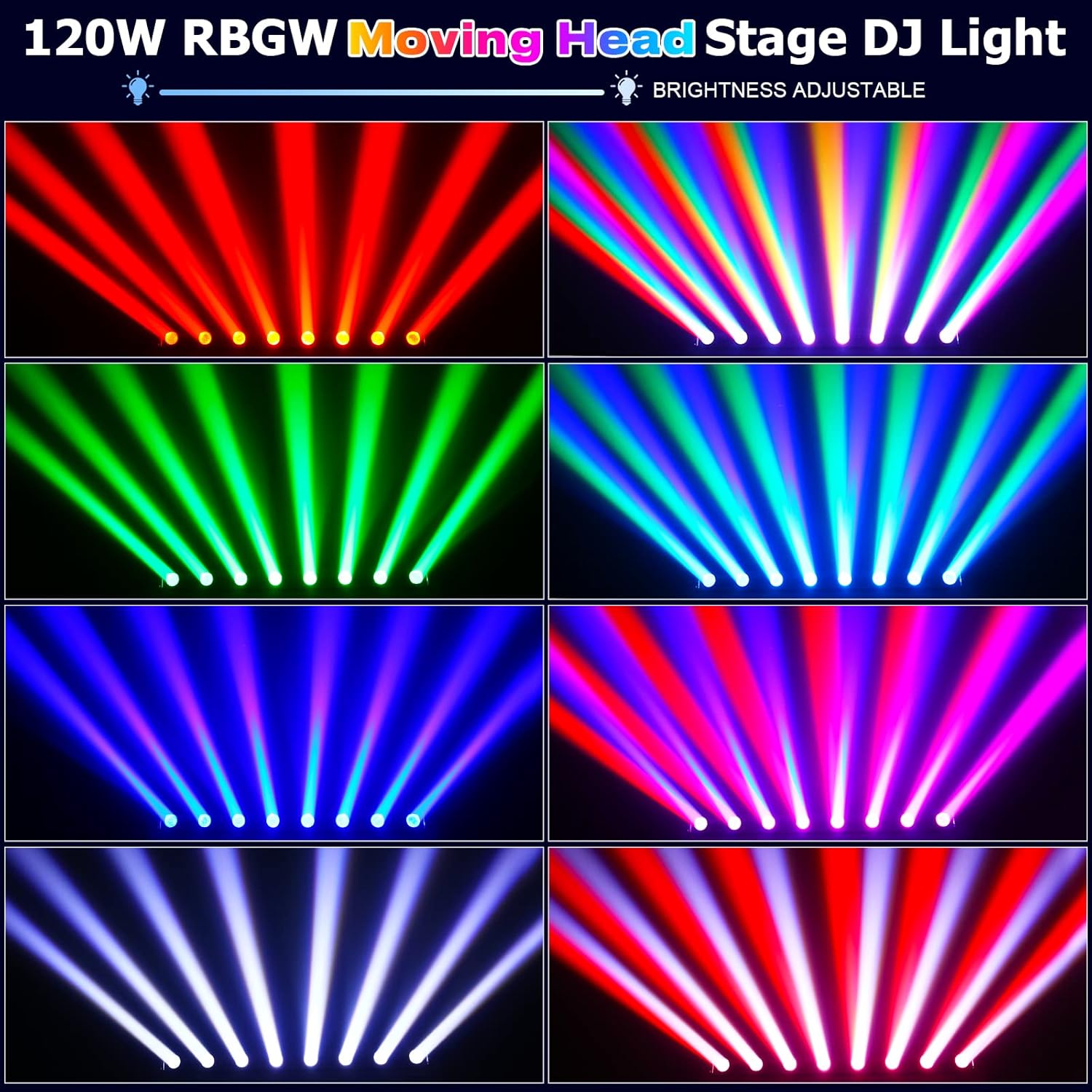 Barra de luz para DJ con cabezal móvil, 120 W, 8 LED Beam RGBW, luz de cabeza móvil, haz estroboscópico lavado 3 en 1 barra de luz de escenario
