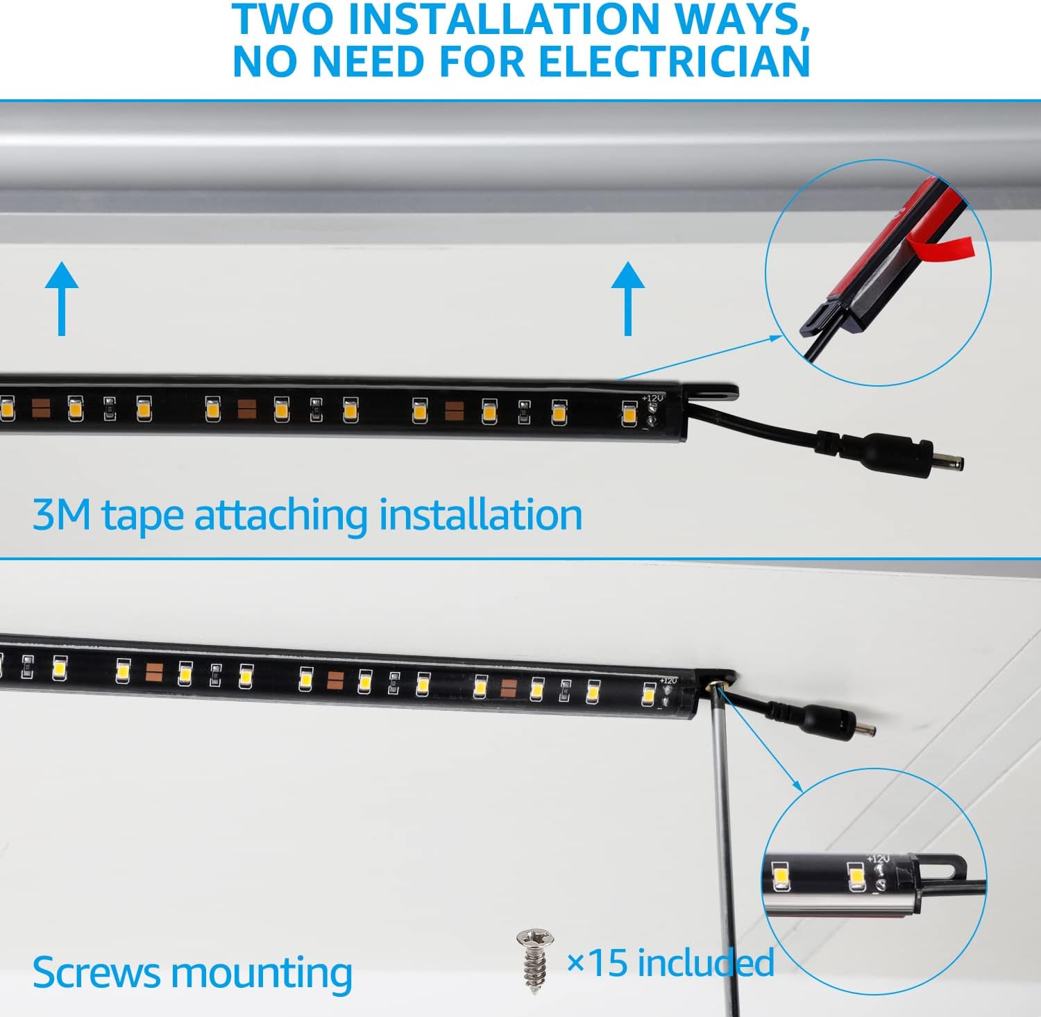 TORCHSTAR Kit de iluminación LED inteligente con control de voz, (6) barras de luz enlazables regulables de 12 pulgadas, compatible con interruptor