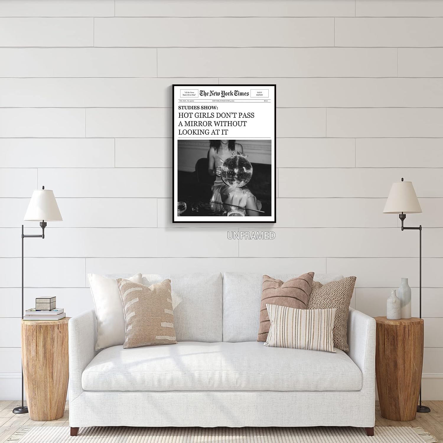 XMQQLL Lienzo de periódico vintage funky, arte de pared, impresiones de cóctel de discoteca en blanco y negro para habitación, carteles estéticos de