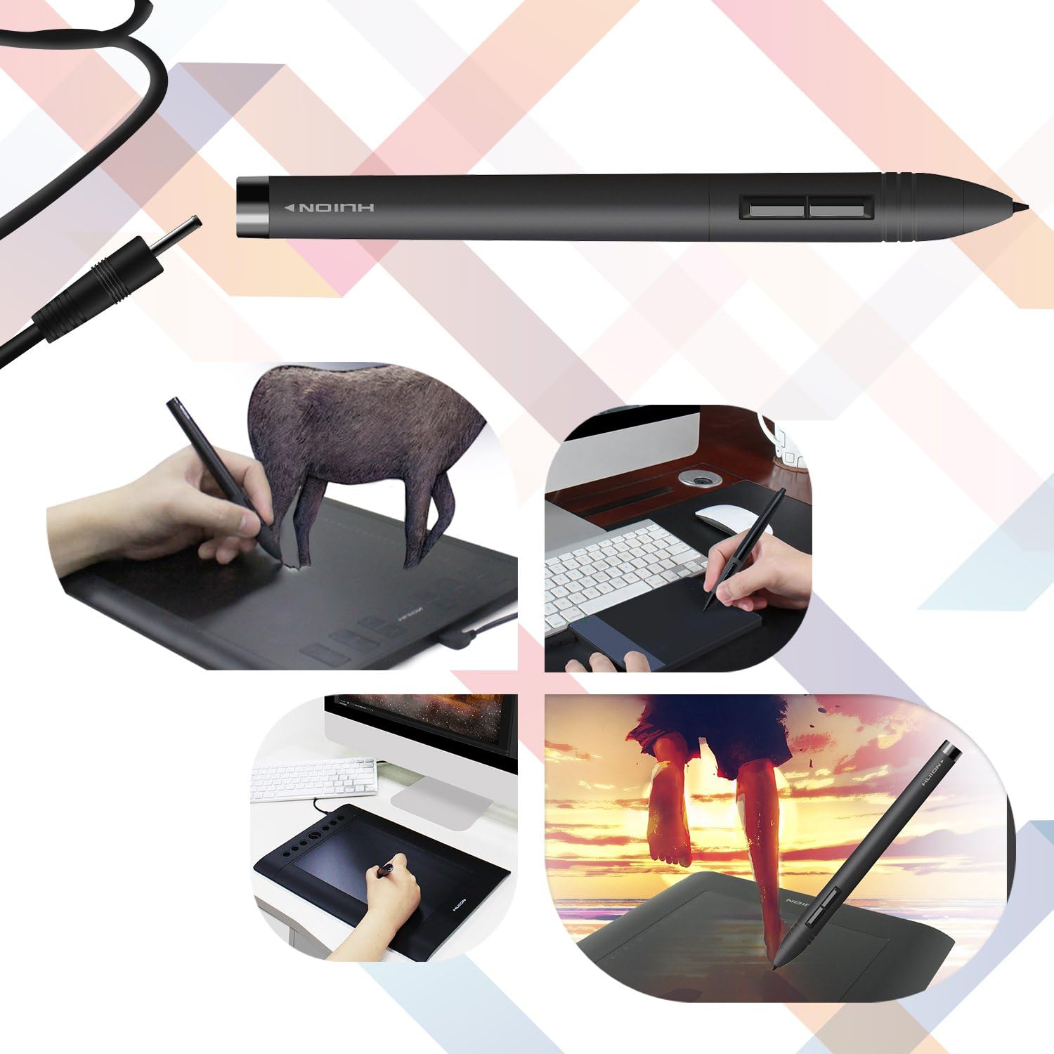 HUION Cable de carga Gráficos Dibujo Tablet Pluma recargable P80-3.28 pies (3.3 ft)