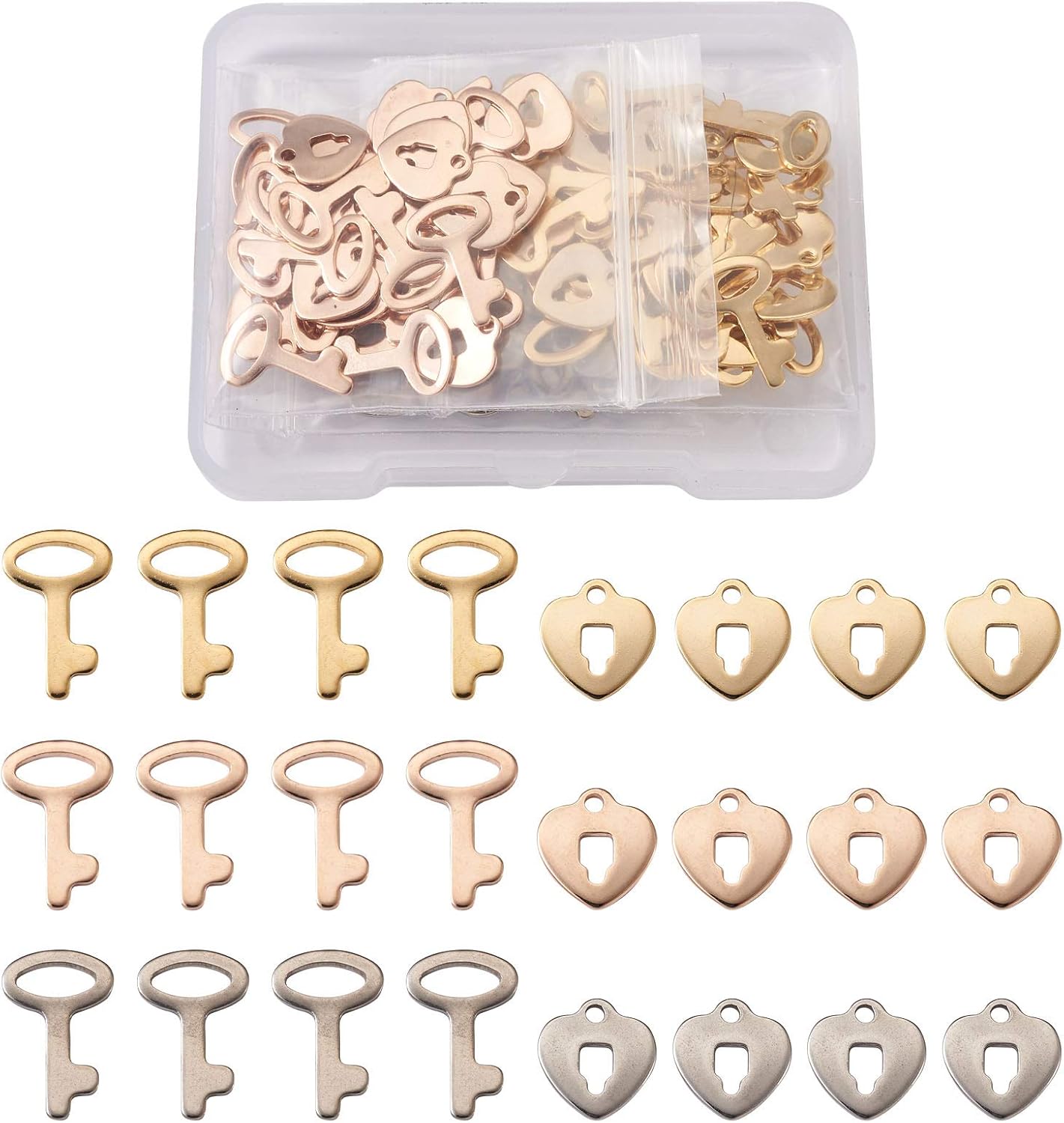 Pandahall – Dijes de acero inoxidable surtidos de metal, estrella y luna, flor, animal para hacer pulseras, collares, aretes