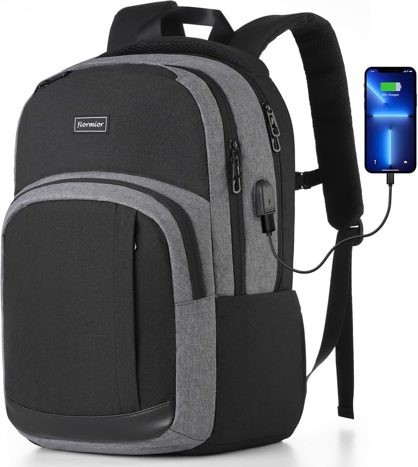 Mochila para laptop de viaje, mochila escolar para mayores de 3 años, Negro Gris, Classic