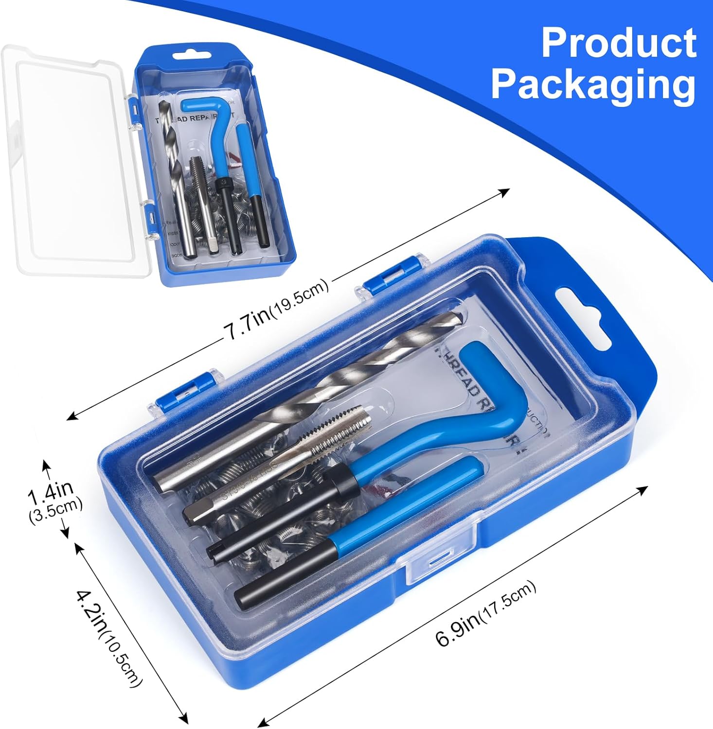 Kit de reparación de roscas SAE de 38-16 pulgadas, kit de reparación de helicoidales de taladro HSS de 38-16 pulgadas para reparación de agujeros de